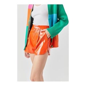 Grey Lab High-Waisted Faux Leather Shorts NWT